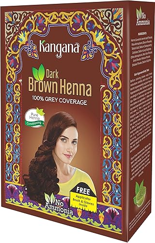 Miniatura 2 de Kangana Polvo de henna para tinte de cabello/color – Polvo de henna marrón oscuro para cobertura 100% de canas, 6 bolsas cada una – Total 6.34 oz –