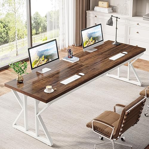 Tribesigns Escritorio para computadora de 78.7 pulgadas de largo, escritorio para dos personas, escritorio grande de oficina ejecutiva, escritorio