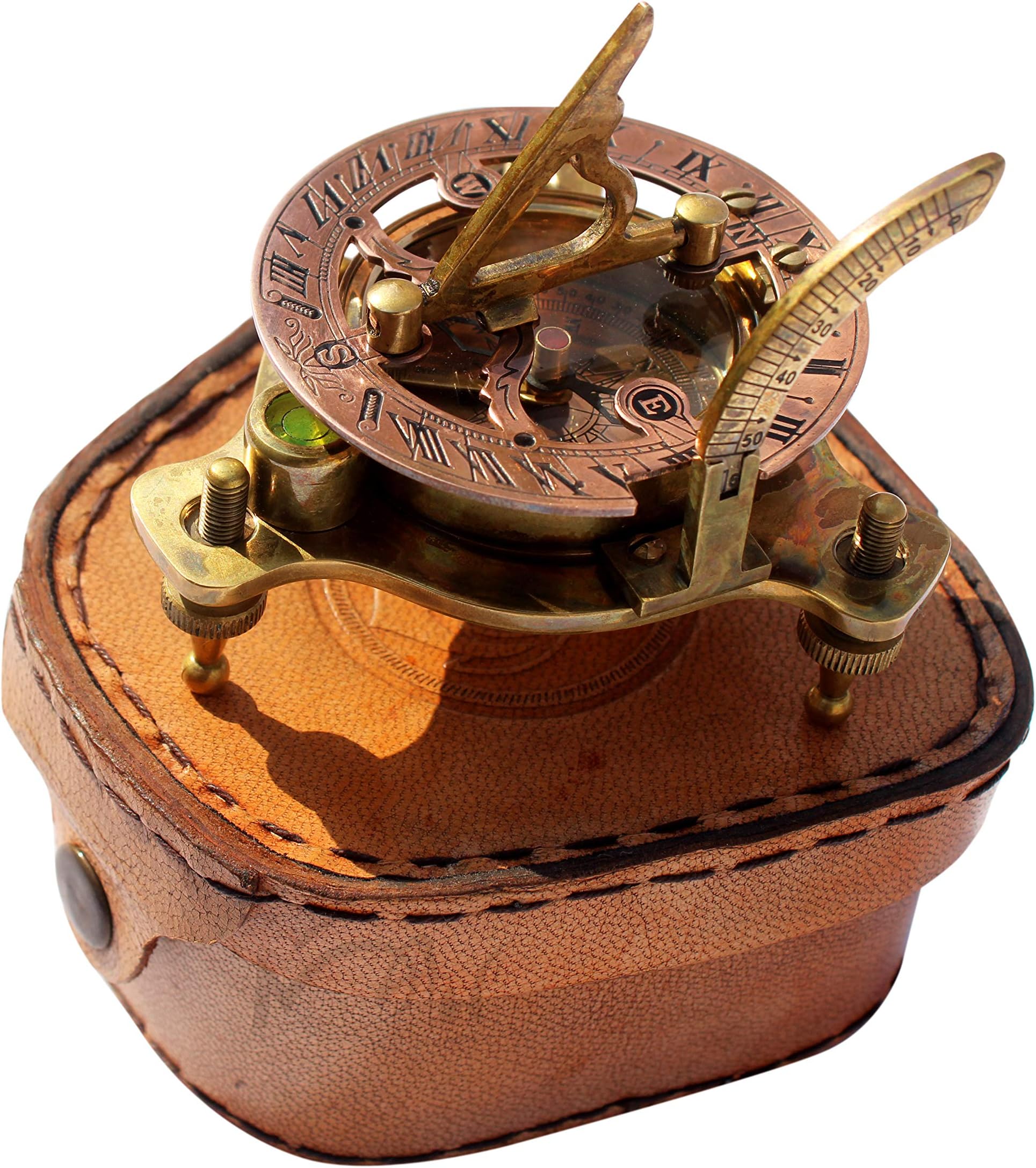 MAH Brass Magnetic Sundial Compass for Birthday, Grandfather, Baptism, Father's Day, Partner, Best Man, Anniversary, Farewell, Graduation, Christmas, Home Décor Vintage Style Sundial with Gift Box.