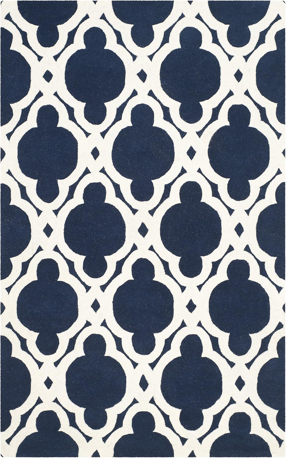 SAFAVIEH Chatham Collection 2'3" x 7' Dark Blue/Ivory CHT762C Handmade Geometric Premium Wool Runner Rug