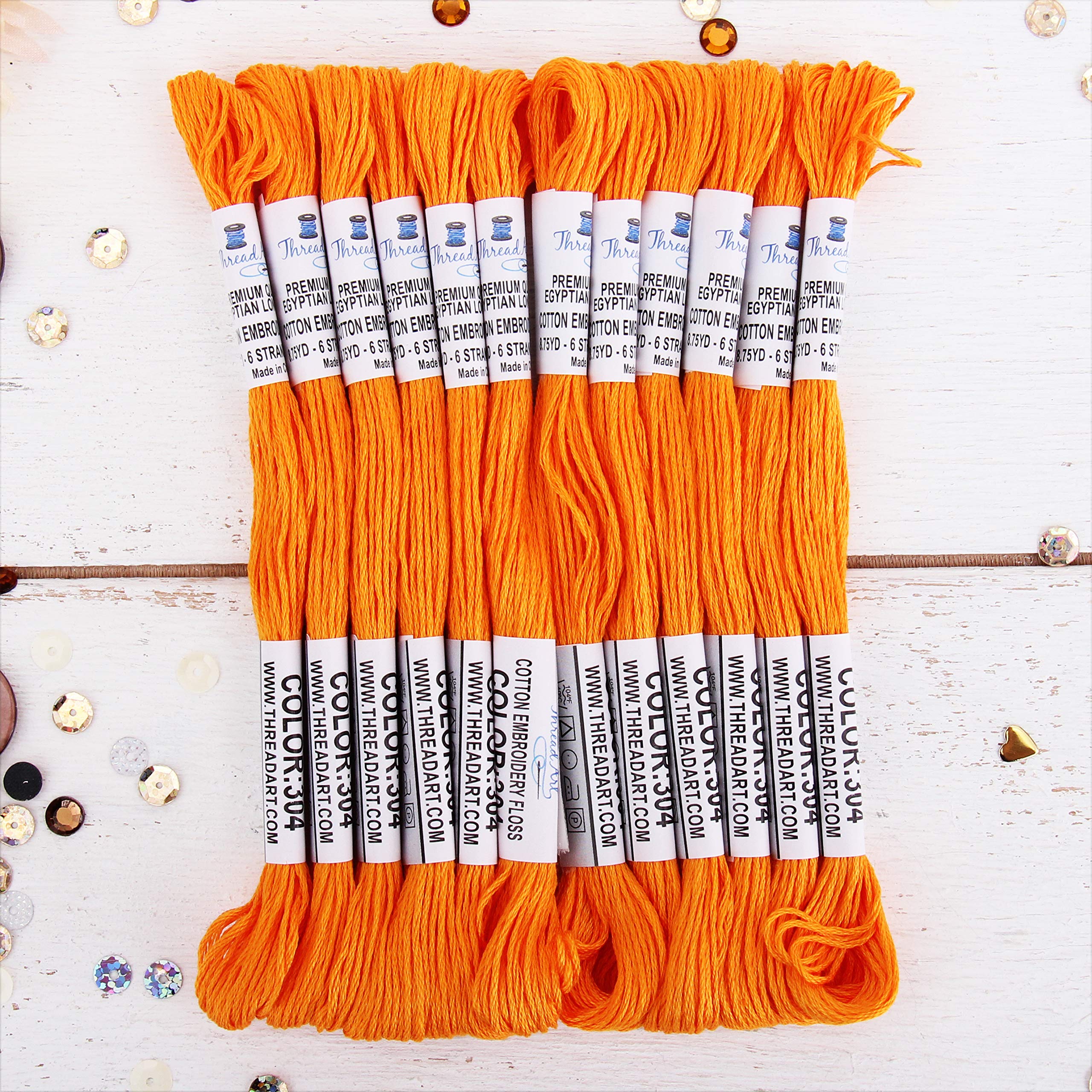 12 Skeins ThreadArt Cotton Embroidery Floss, Tangerine