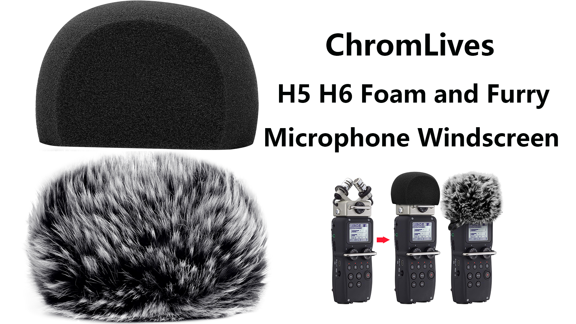 Keepdrum WS BK Antivento In Pelliccia Per Registratori Zoom H1, H2n, H4n, H5, H6 E Microfono Rode VideoMic Pro – Protezione Dal Vento Per Registrazioni Chiare