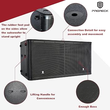 PRORECK SP-218X Active Powered PA DJ Subwoofer Cabinet Dual 18 inch 5000W P.M.P.O with Class-D Amplifier,3 DSP Presets-Monitor, 3 Voice Coil Bass Reinforcement, Black, for Wedding, Party, Concert