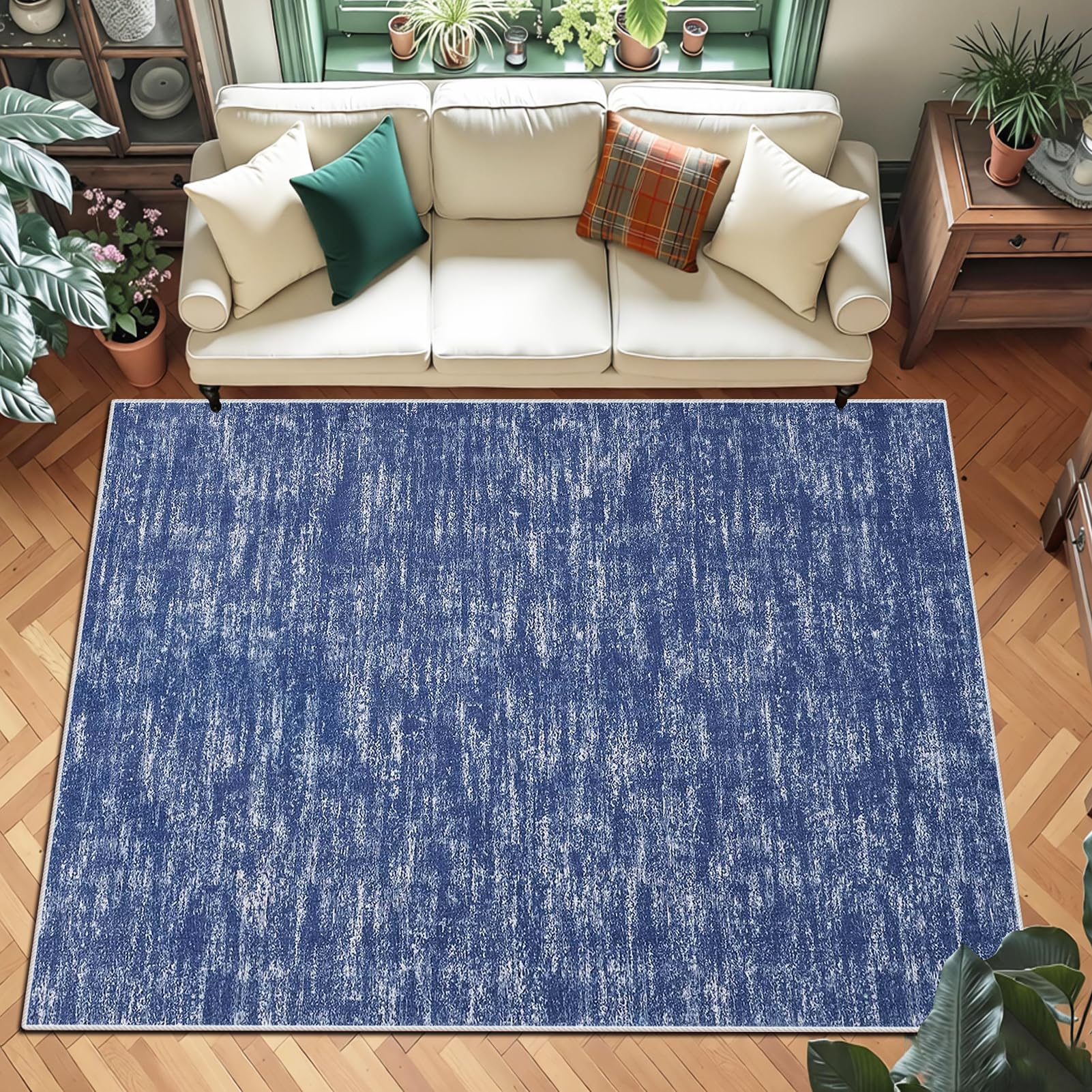 Tapis de cuisine lavable bleu 60x80 cm antidérapant pour entrée