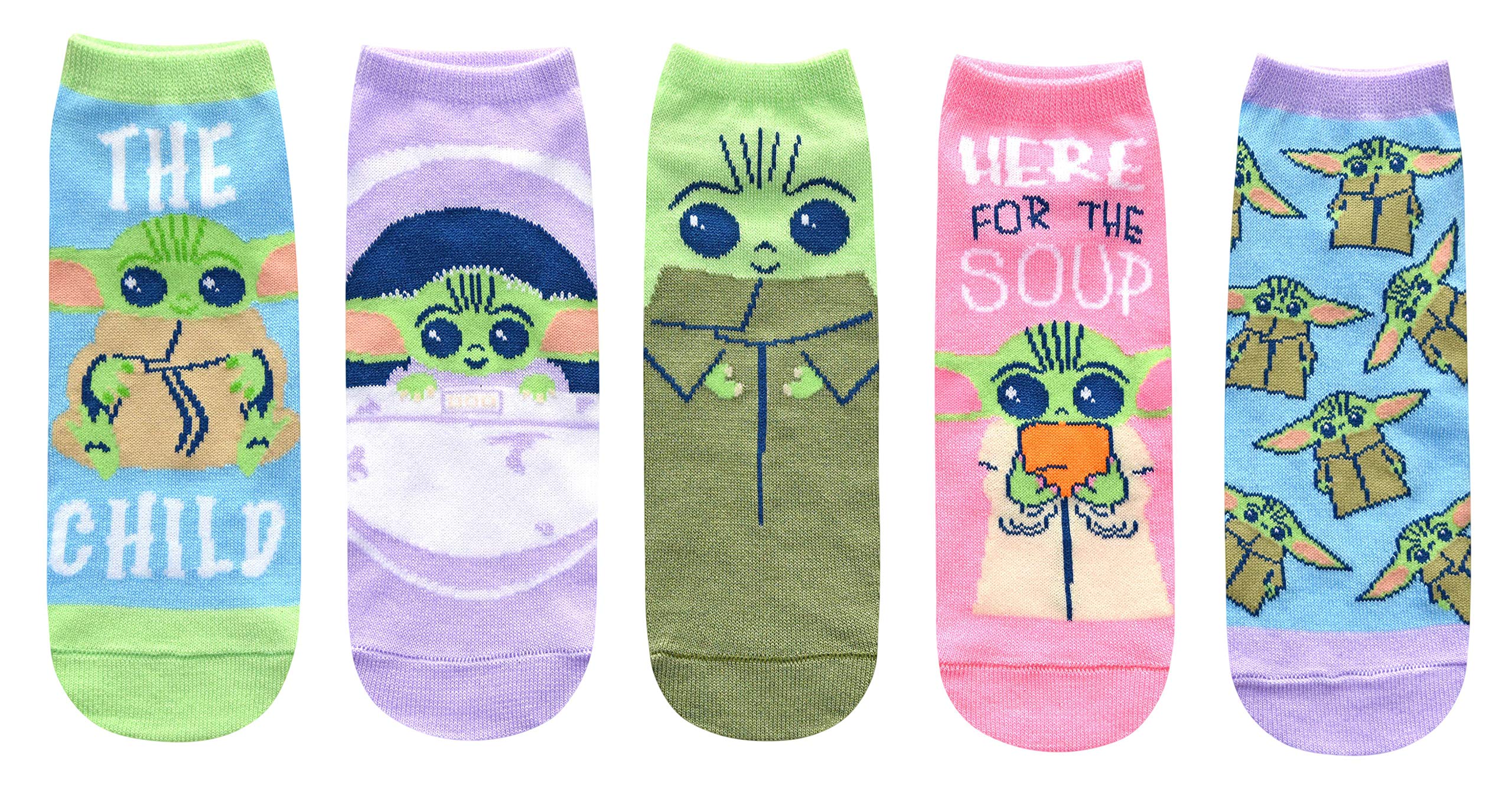 STAR WARS Baby Yoda Chibi Art Here For The Soup Juniors/Womens 5 Pack Ankle Socks