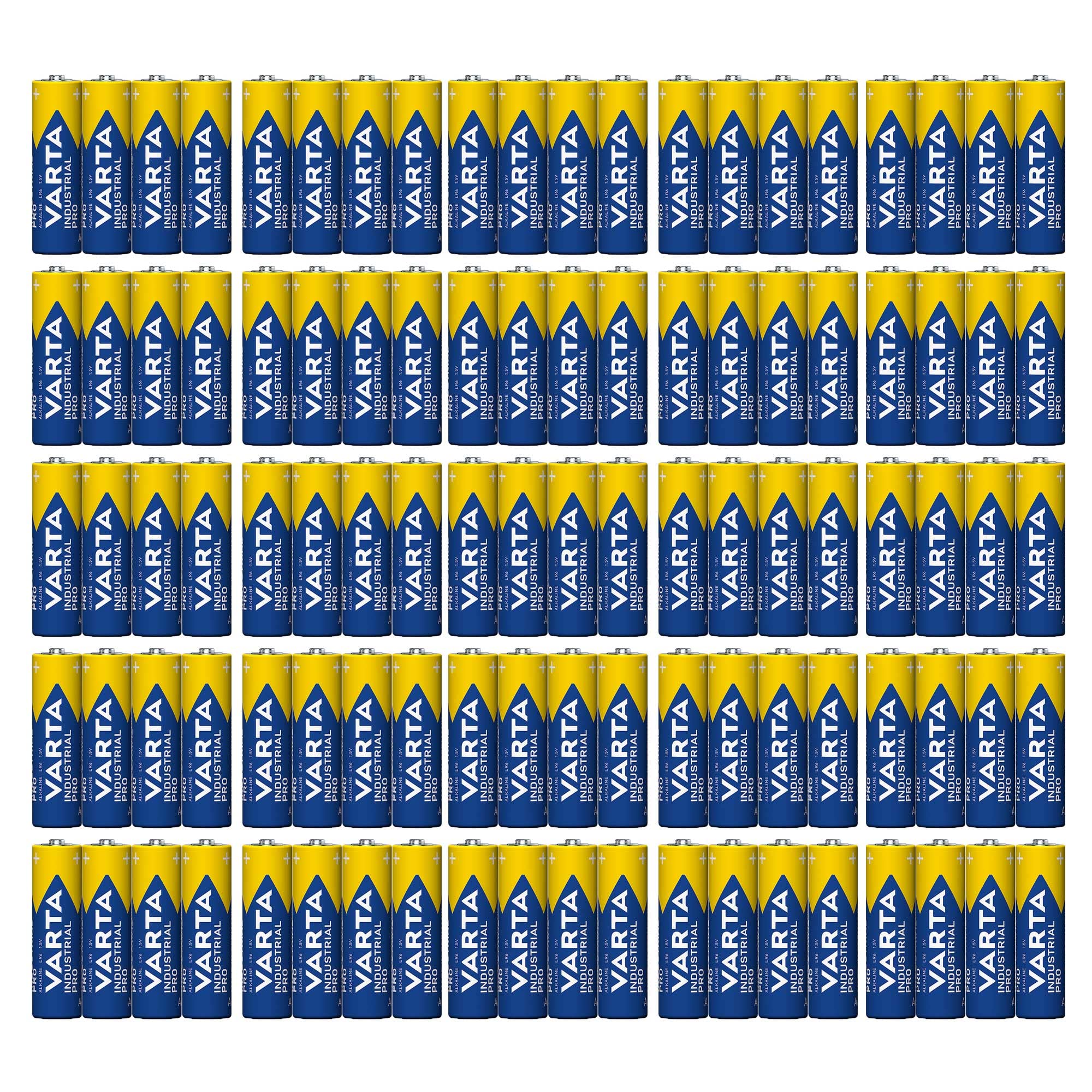 Varta Lot de 100 piles alcalines Varta 04006 Mignon AA LR06 1,5 V Industrial Shrinkwrap