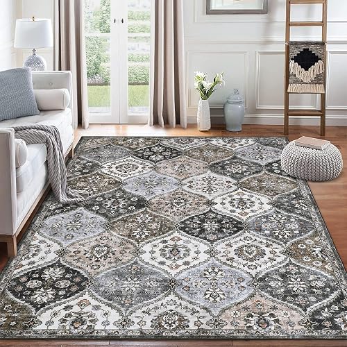 ROYHOME 8x10 Moroccan Trellis Machine Washable Rug