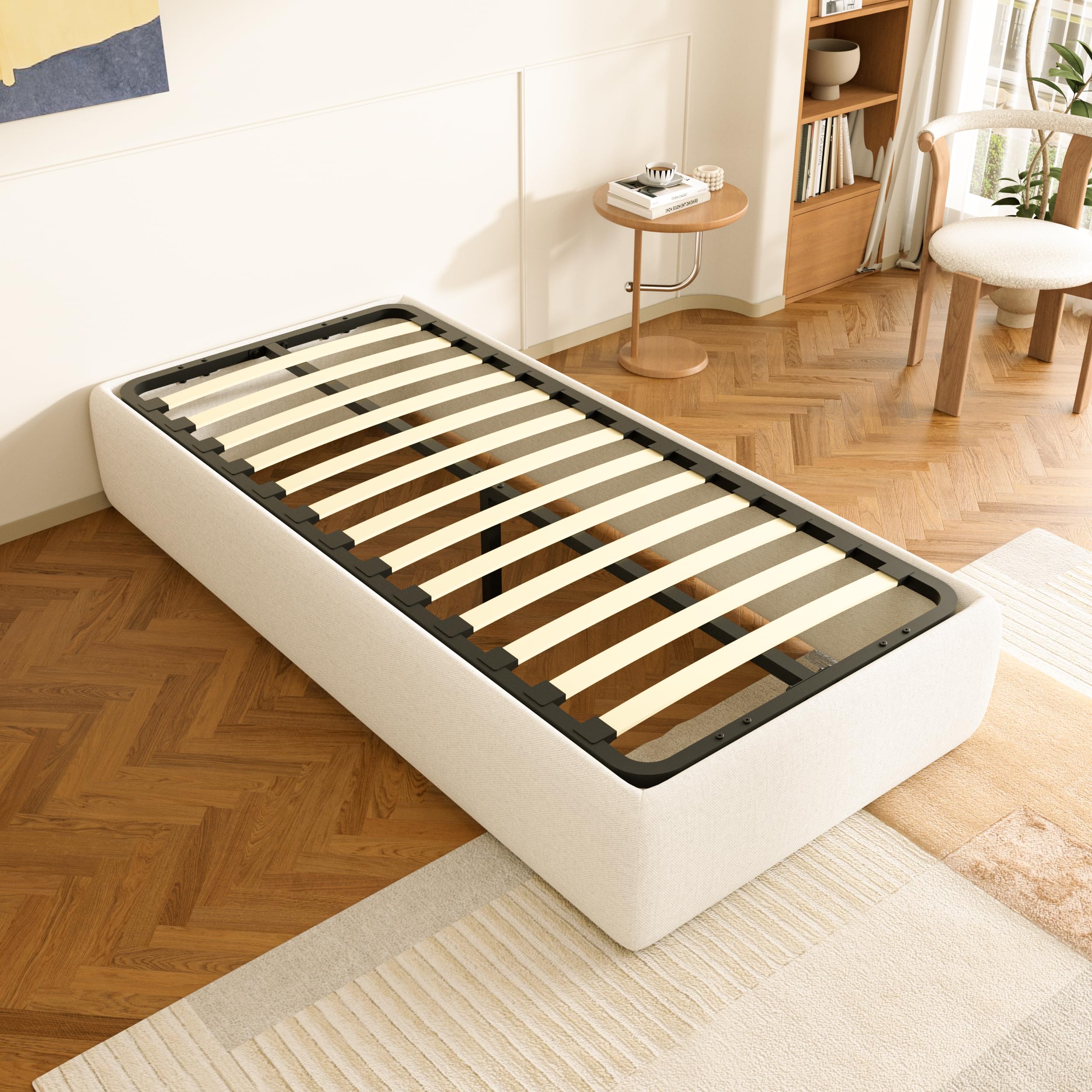 DEWINNER Rete Letto Singolo 80x190 cm Rete Senza Piedi da Appoggio con una Barra in Ferro, Rete 80x190 da Incasso e 1 piede regolabile per rinforzo in mezzo, 13 Doghe，Montaggio Rapido e Facile