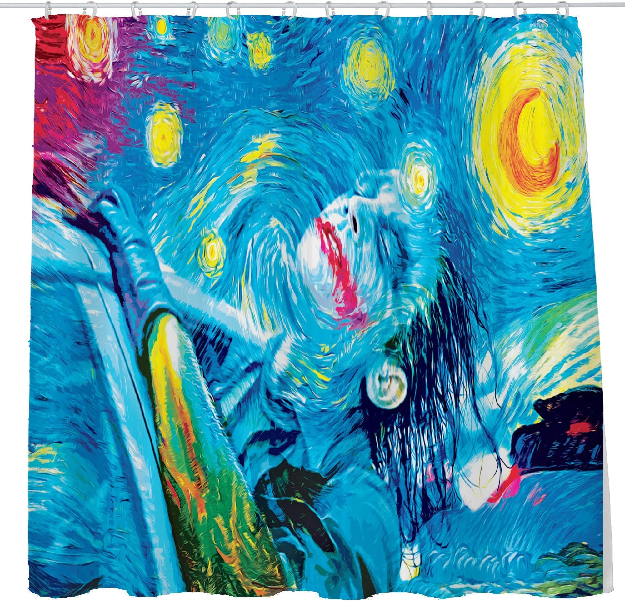 Shower Curtain Cloth Fabric Polyester Decoration Washing Room 12 Self Grommets Plastic Rings Psychedelic Trippy Colorful Trippy Abstract Art Joker 72x72 inch (180x180cm) (18)