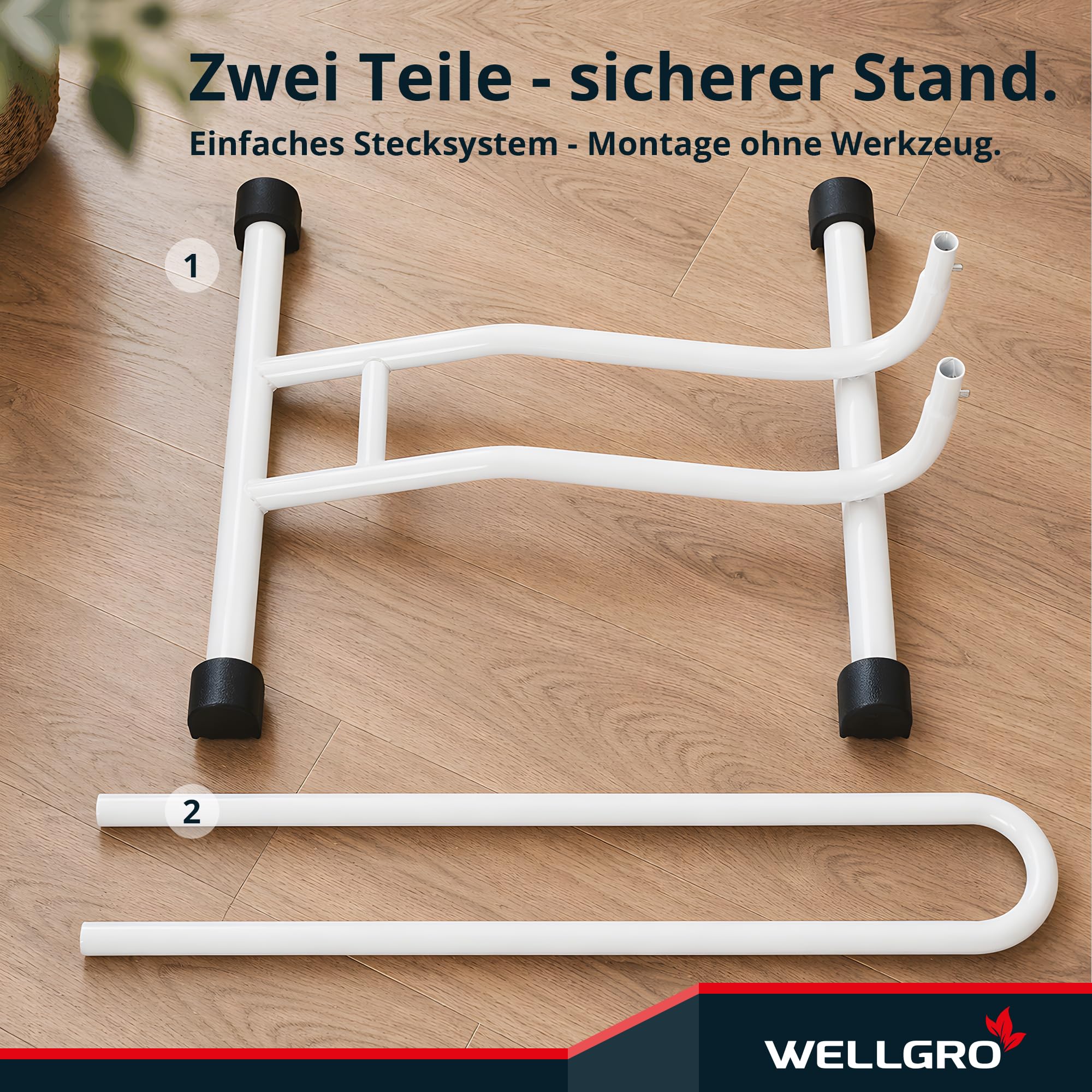 2 x WELLGRO® Fahrradständer - Stahl, sicherer Stand - Farbe weiß