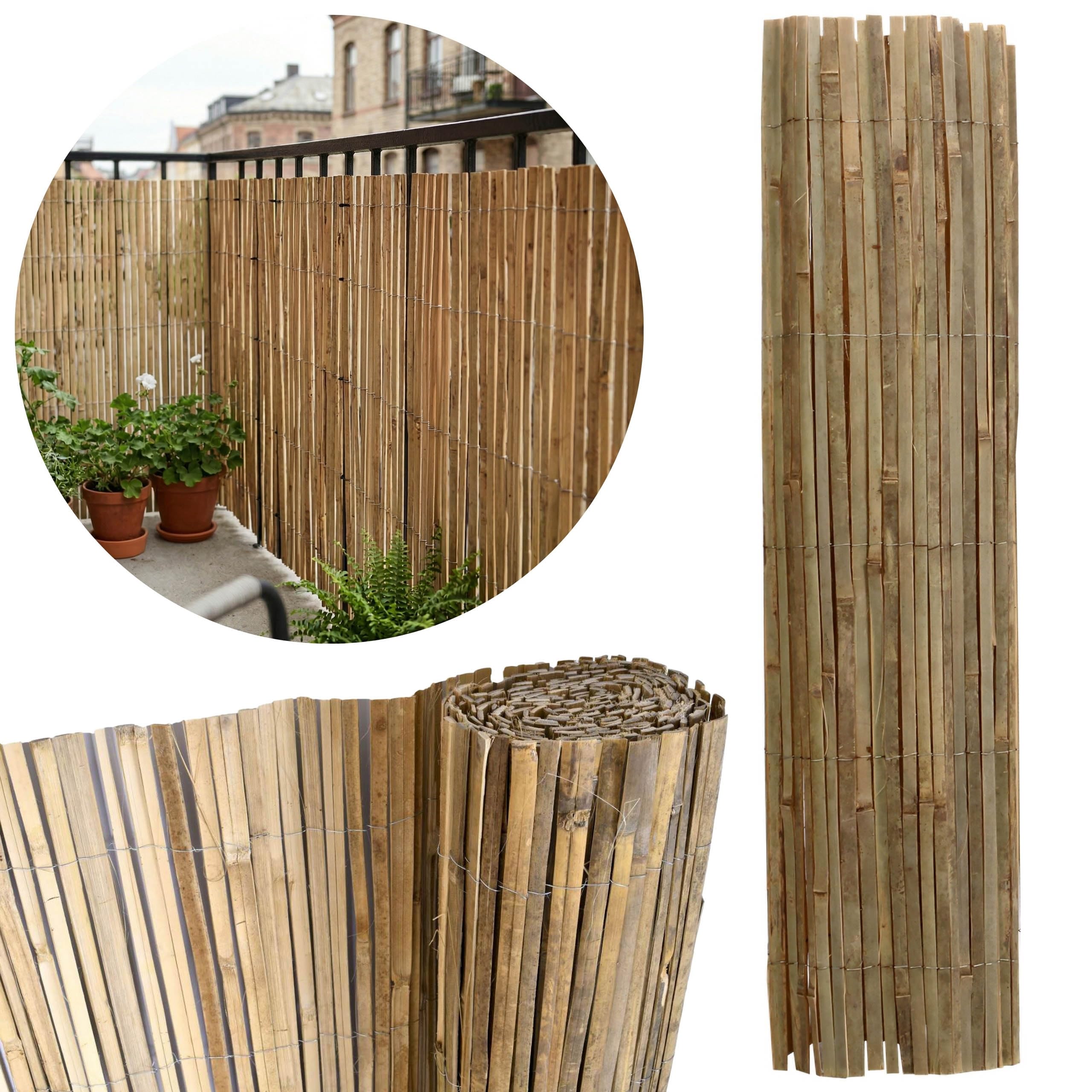 MASKUJĄCA mata bambusowa na płot, OSŁONA balkonowa, ogrodzeniowa, NATURALNA 100x300 cm (A)