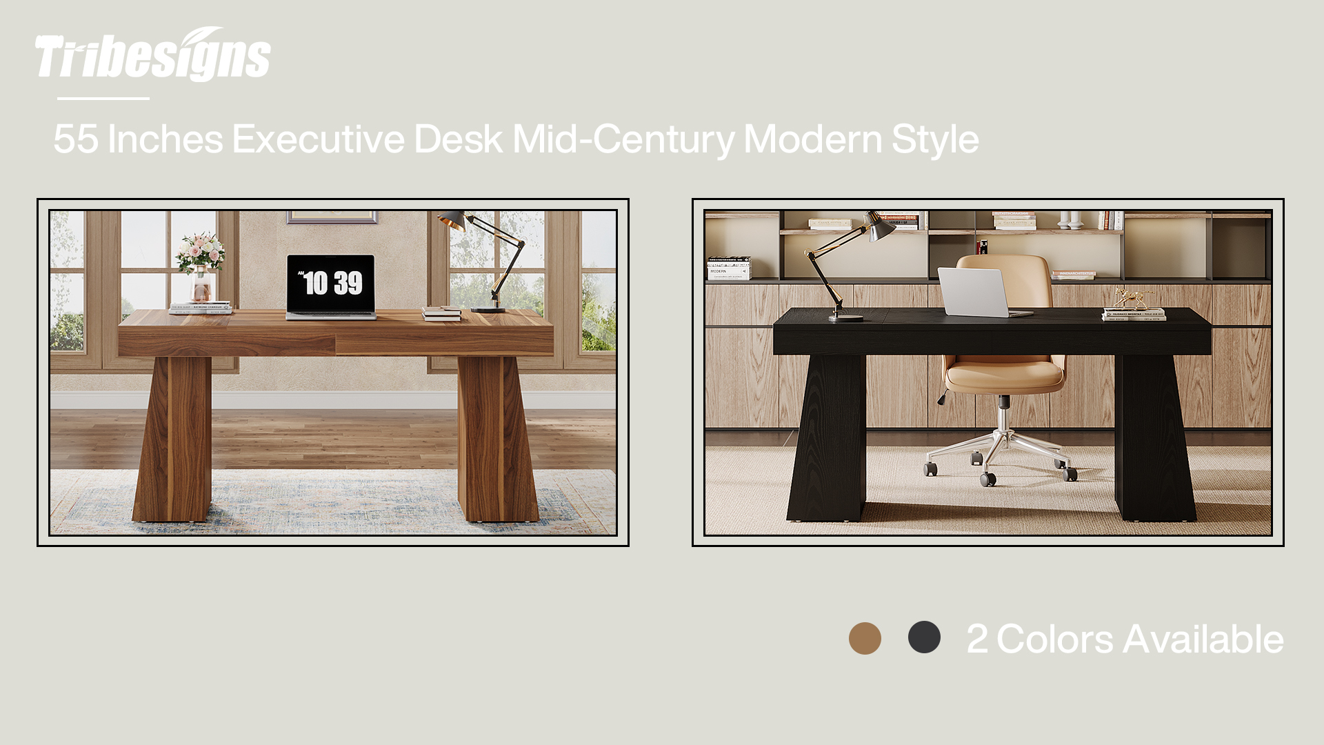 Amazon.com: Tribesigns 55 Inches Executive Desk, Mid-Century