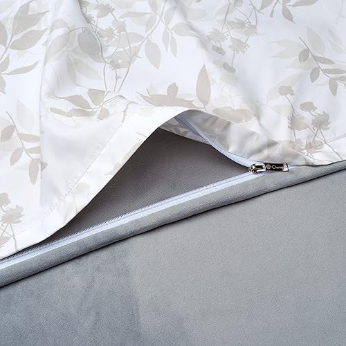 Miniatura 4 de Chanasya Juego de funda de edredón reversible de 5 piezas de terciopelo de microfibra cepillada ultrasuave de alta calidad, estampado de hojas de