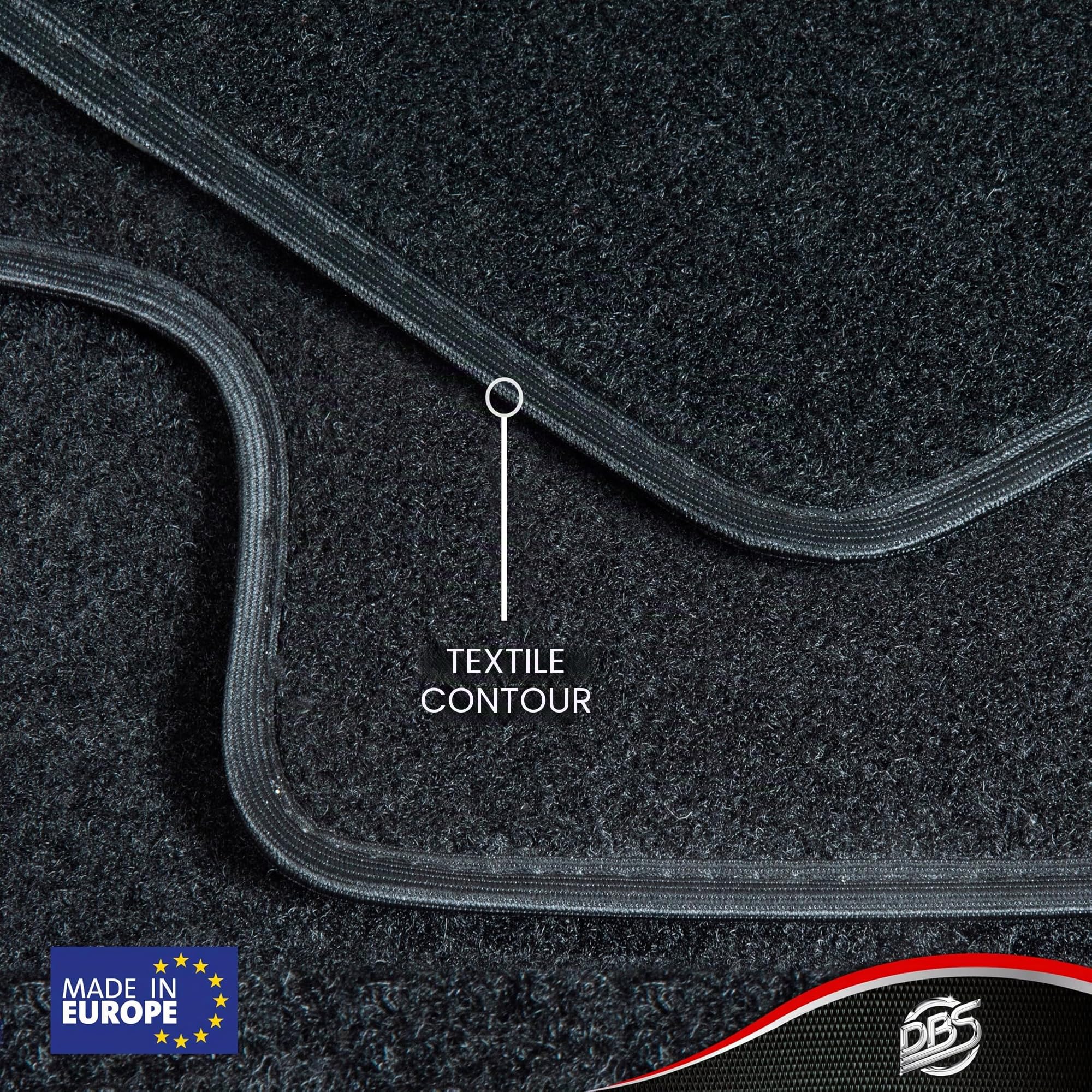 DBS - Tapis de Voiture sur Mesure - Adapté à Votre Peugeot 206 / 206SW / 206+ (09/1998-12/2014) - Antidérapant : Clips de Fixations et Scratch - Tapis de Sol 4 pièces - Moquette - Noir