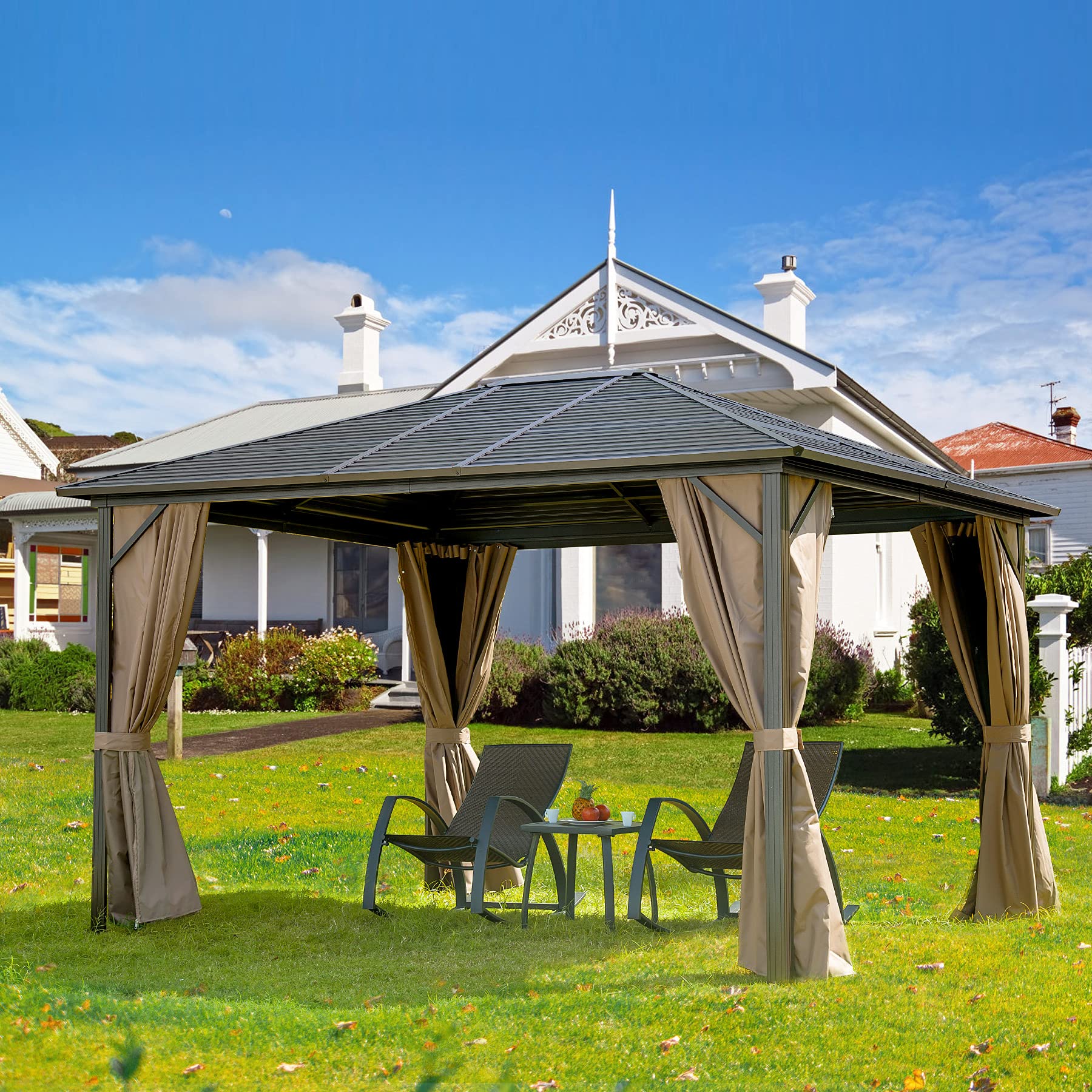 Buy 10x12 Ft Outdoor Hardtop Gazebo Galvanized Steel roof with