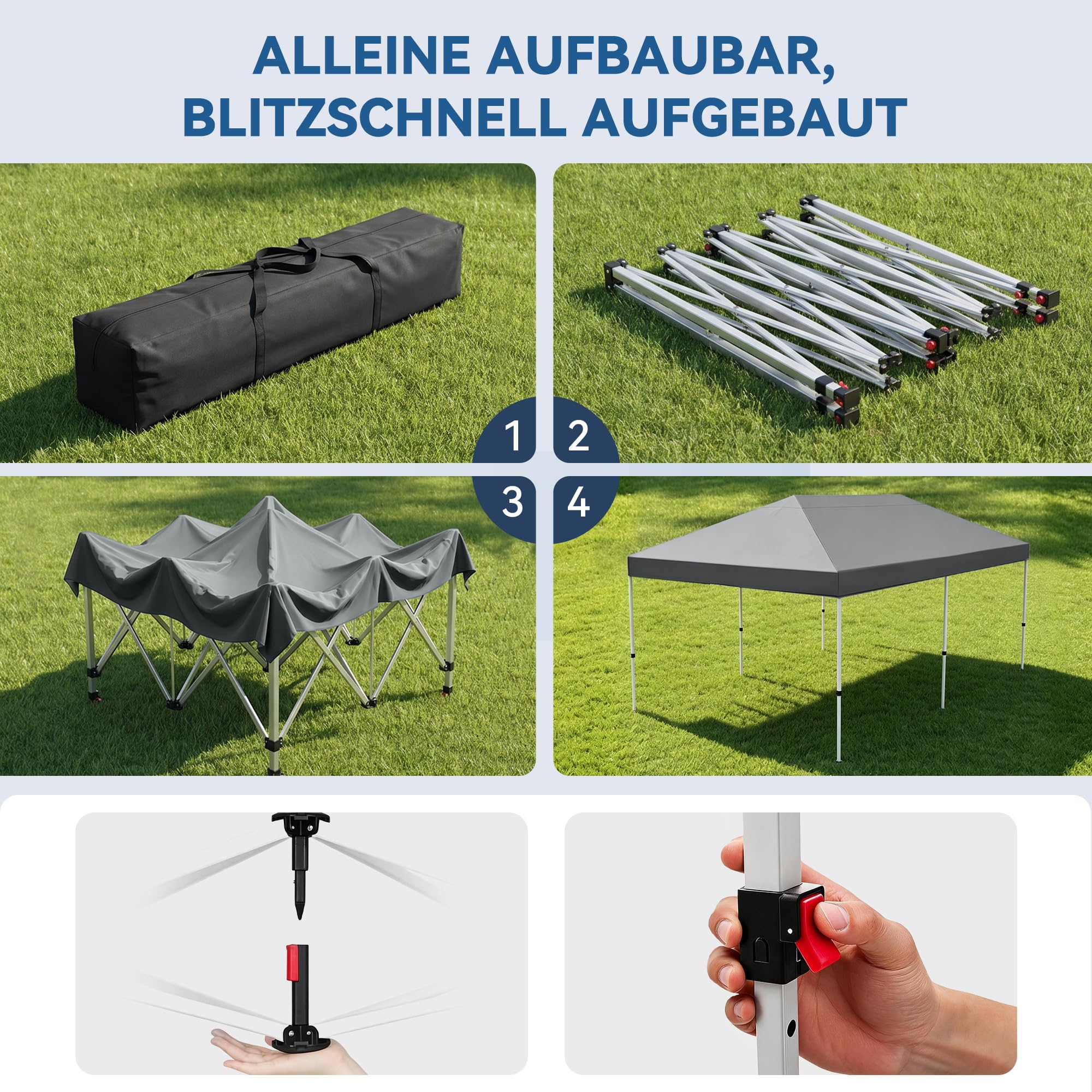 Fijinhom Pavillon 3x6 Wasserdicht Stabil Winterfest, Faltpavillon 3x6 Höhenverstellbar, Pop Up Pavillon UV Schutz 50+,Partyzelt Gartenpavillon Für Outdoor, Grau