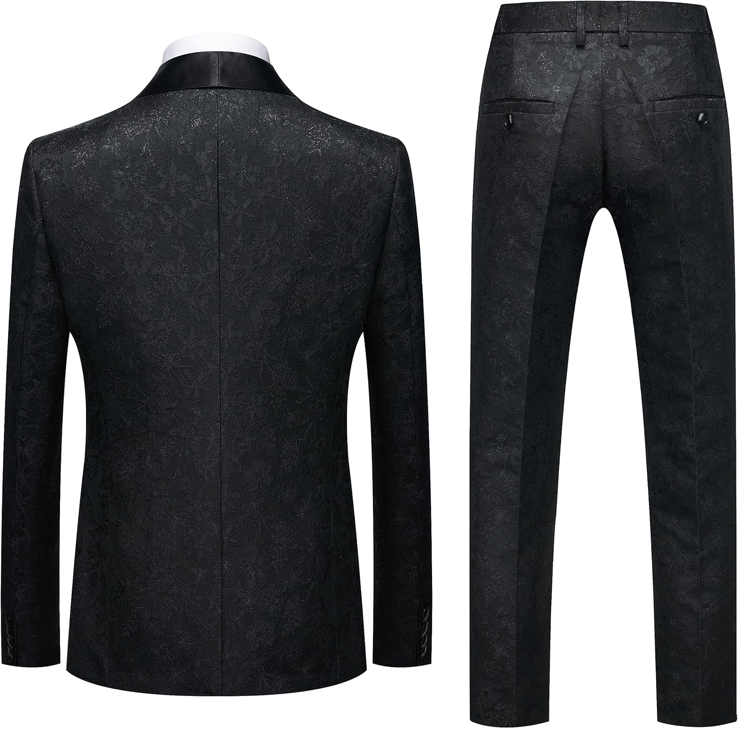 UNINUKOO Mens Slim Fit Suit 3 Piece 1 Button Paisley Prom Floral Wedding Tuxedo for Men - Image 7