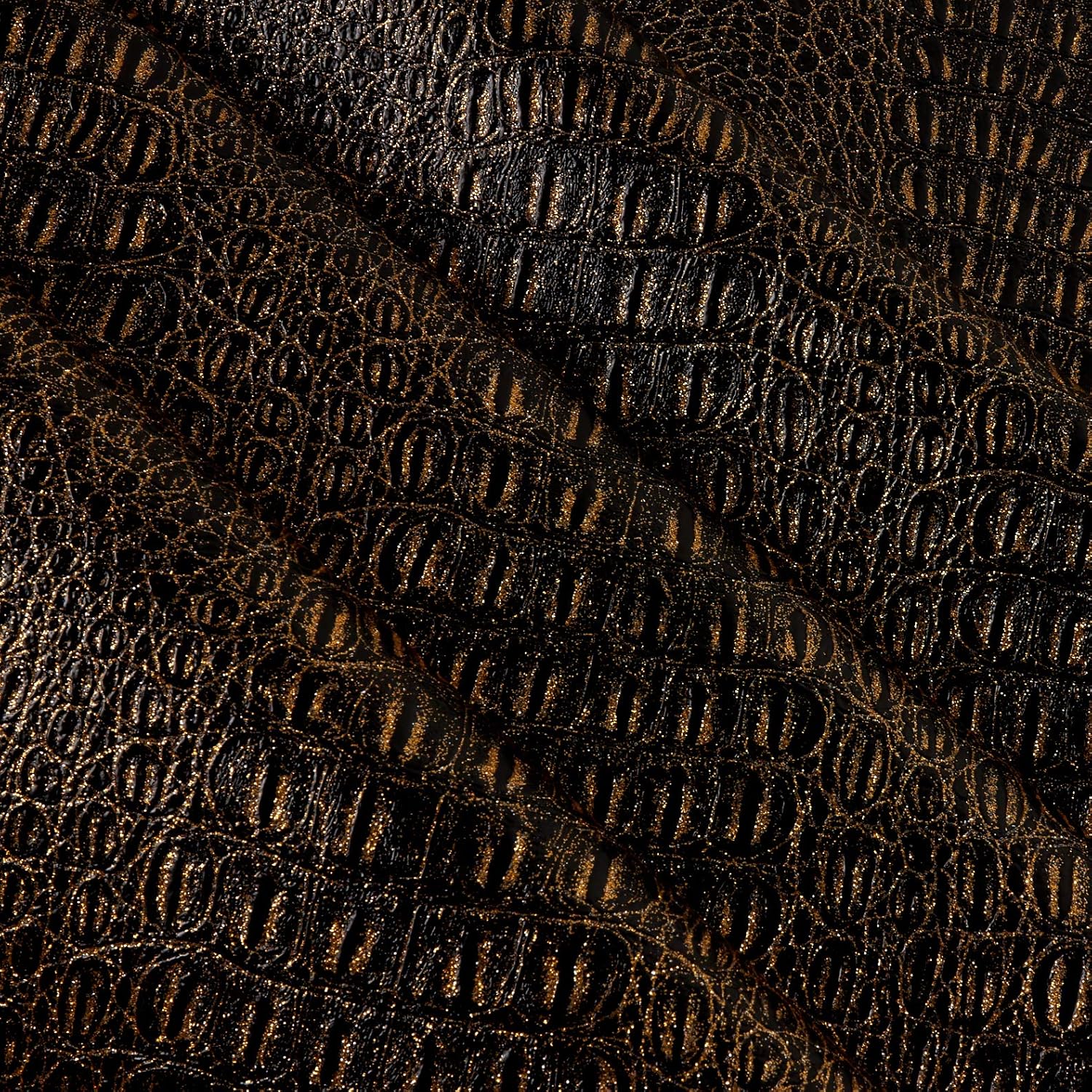 Faux Leather Gator Sparkle Gold, Fabric by the Yard