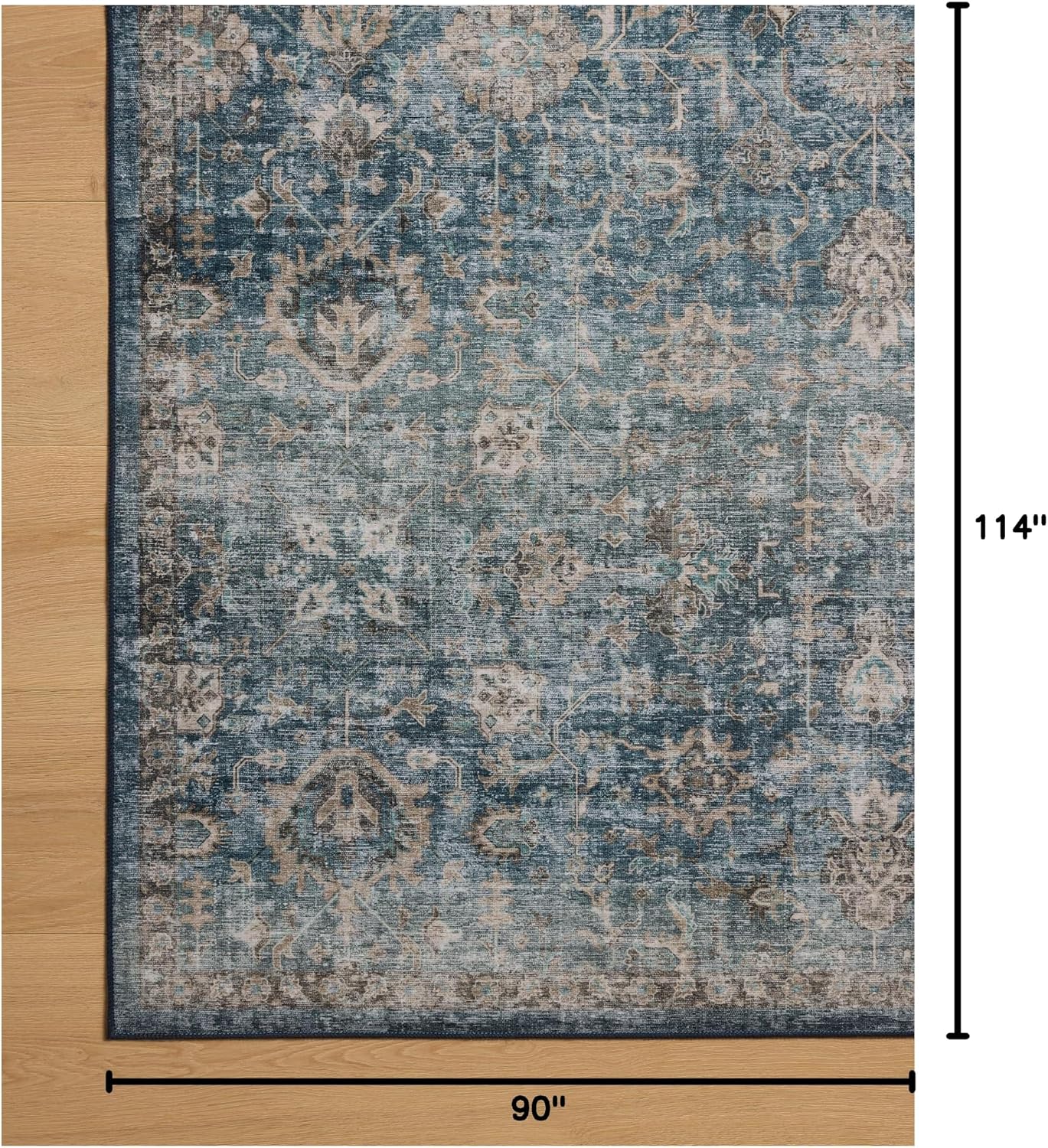 Loloi Anniston Collection ANS-02 Lagoon/Natural 7'-6" x 9'-6" Machine Wash Area Rug