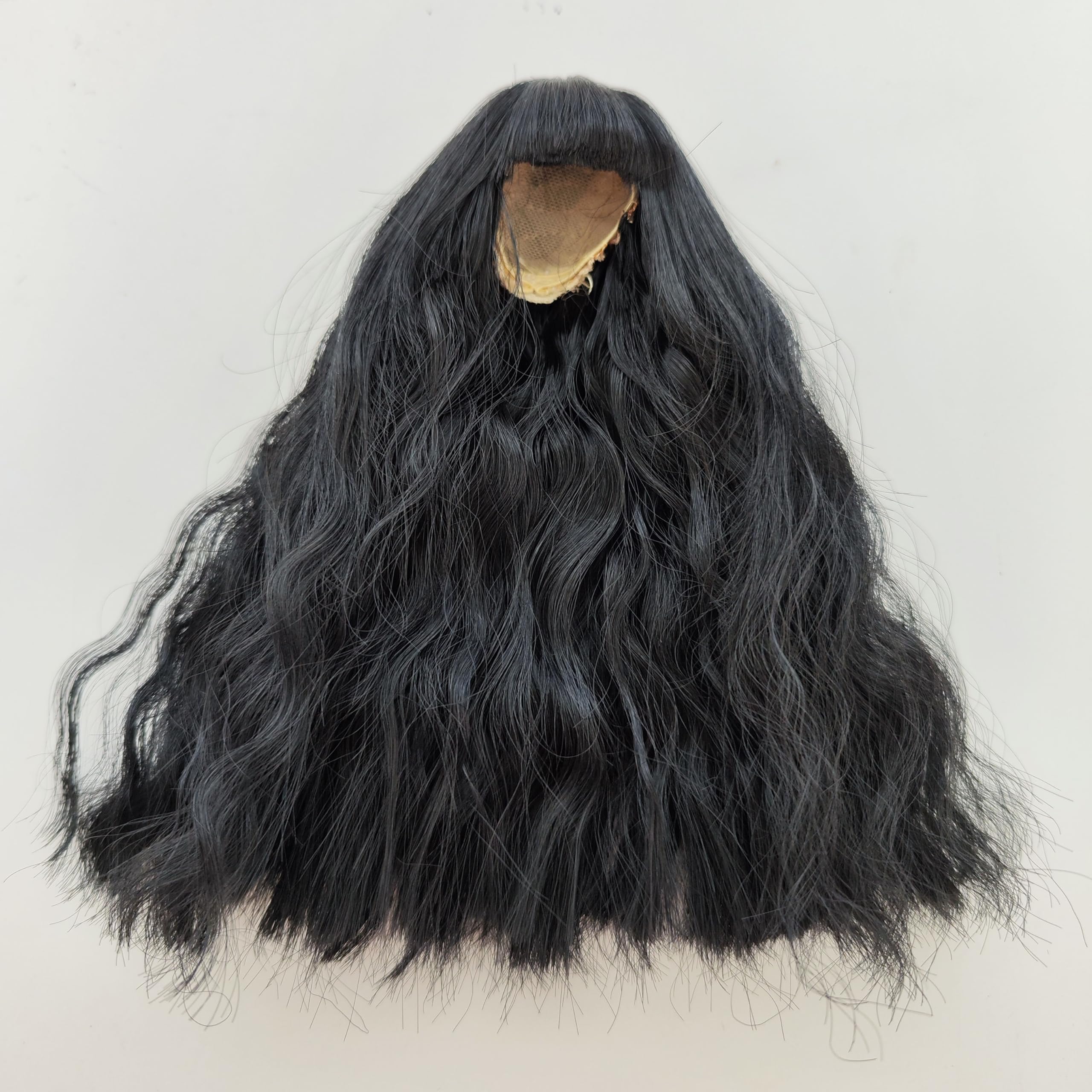 ke er bjd Wig Head Circumference 4.5-5inch(11.5-12cm) high Temperature Fiber Instant Noodles with Full Bangs Black Hair