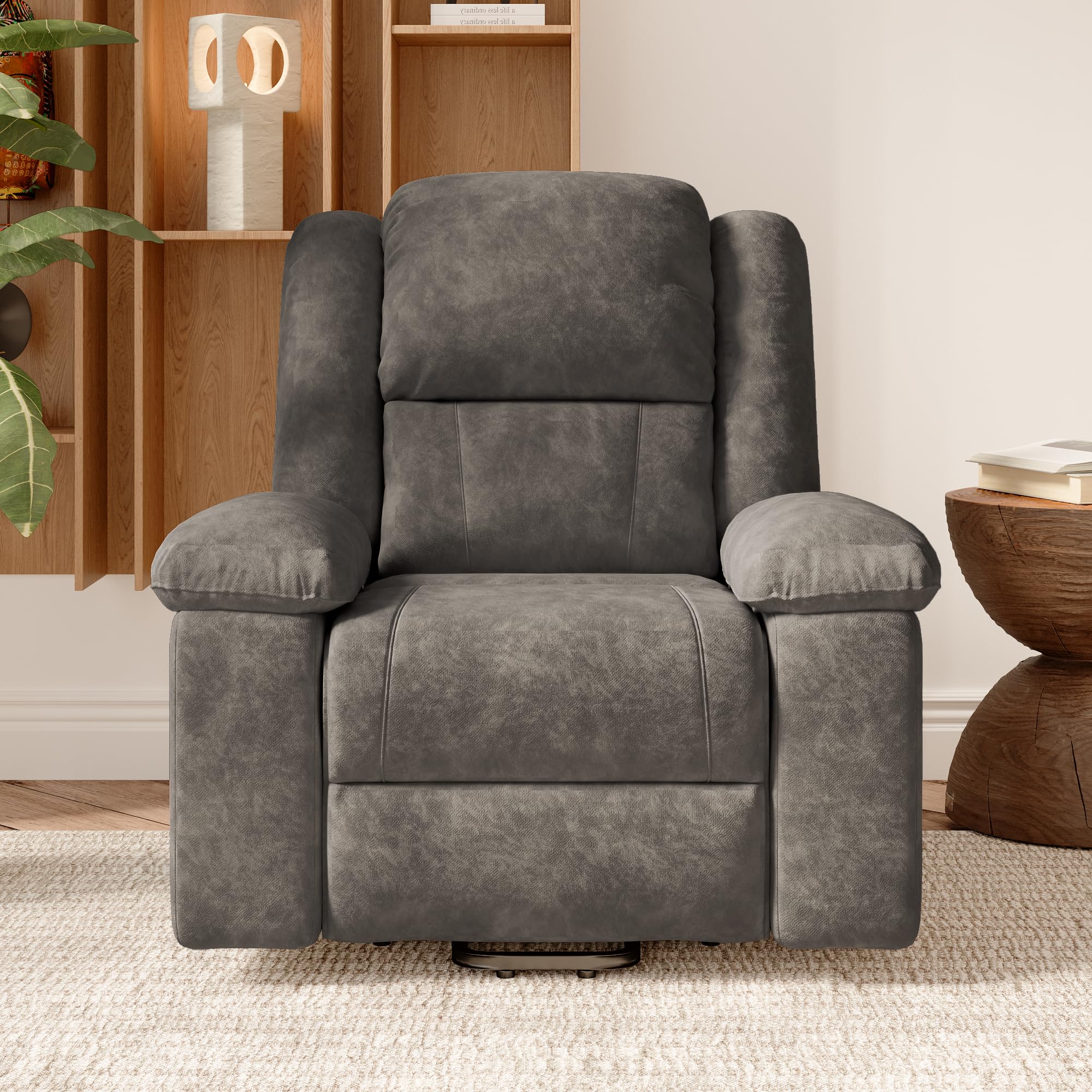 Sillon Relax Electrico, Sillón Reclinable Eléctrico con Calefacción y Reposapiés, Sillón Relax Reclinable con Vibración y Función de Masaje, con reposamuñecas, Gris
