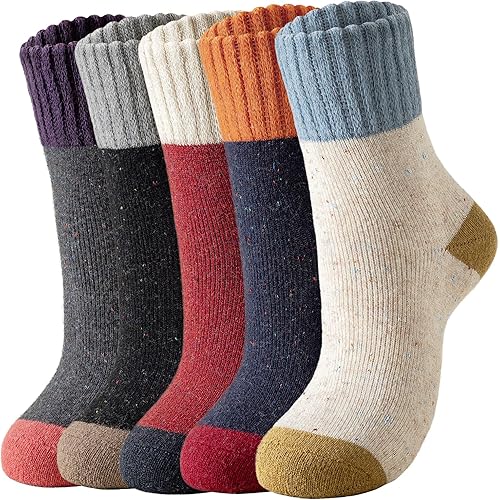 Trifabricy Wool Socks for Women - Winter Warm Thick Womens Wool Socks Vintage Casual Crew Sock Gifts for Women