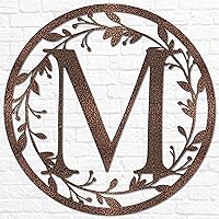 Vista 6 de Metal Circle Letter Monogram with Vines Wall Monogram Sign Couples Gift Letter Decor Vine Monogram Wedding Gift Metal Sign