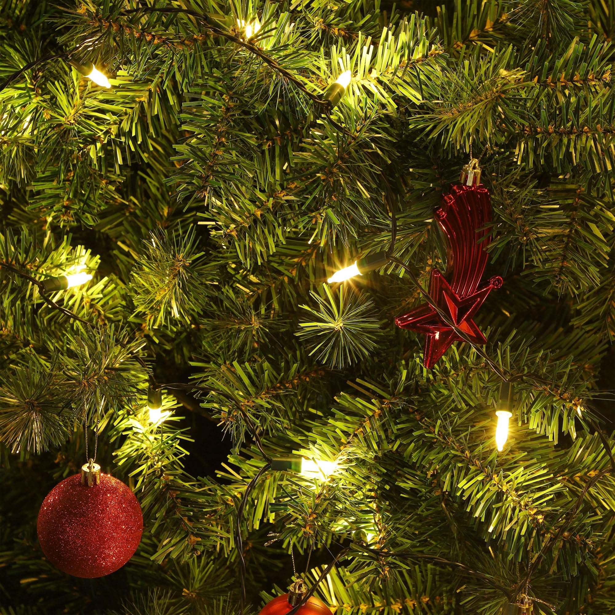 Joliyoou 4 paquetes de 50 luces LED de Navidad de color blanco cálido, 16 pies, funciona con pilas, mini cadena de luces de Navidad con 8 modos de iluminación, luces LED de Navidad para interiores y
