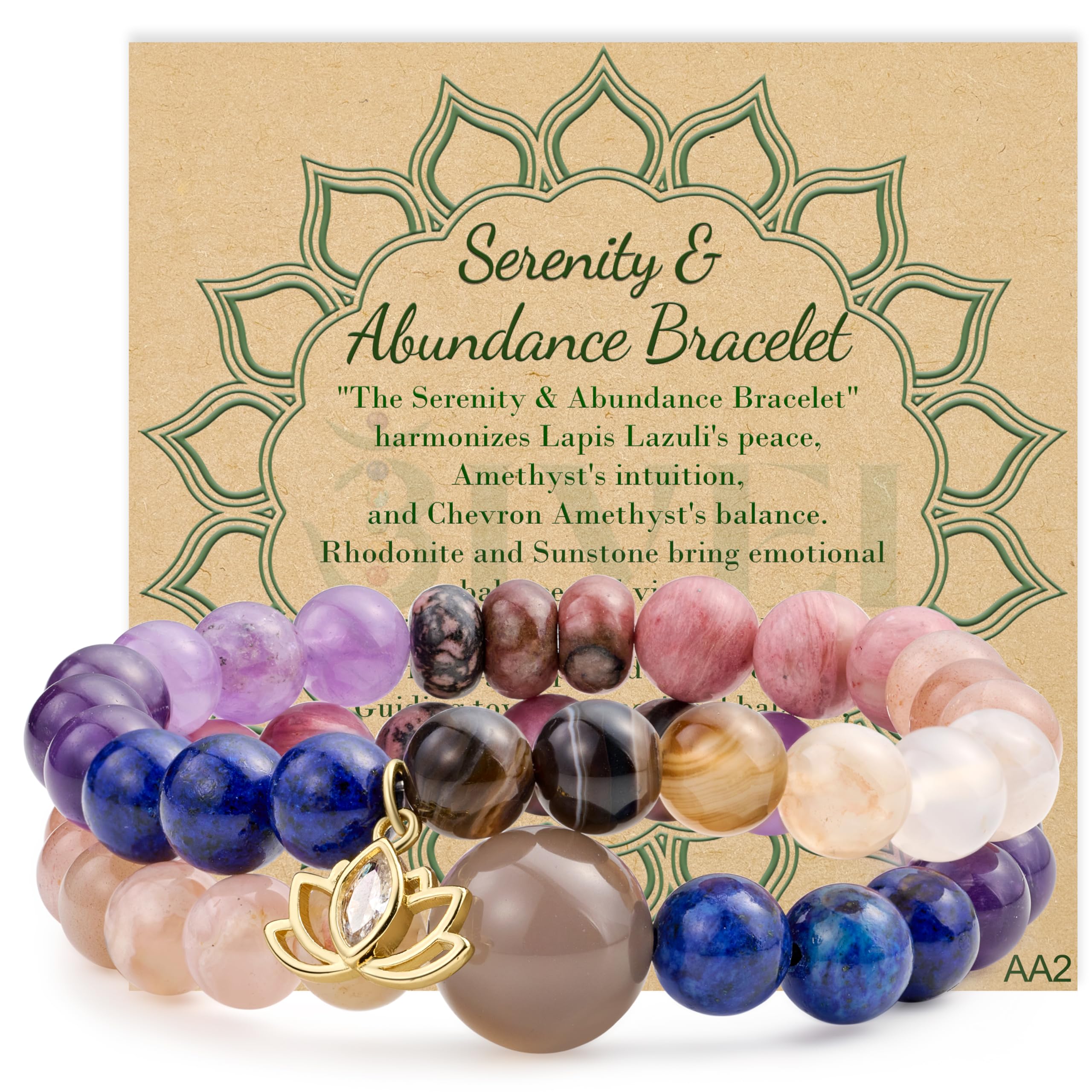 BiveiBeaded Bracelets for Women with Lotus Charm Healing Gemstone Crystal 7 Chakra Bracelet Natural Stretch Bracelets Set for Women Yoga Meditation Anxiety Stress Relief Jewelry