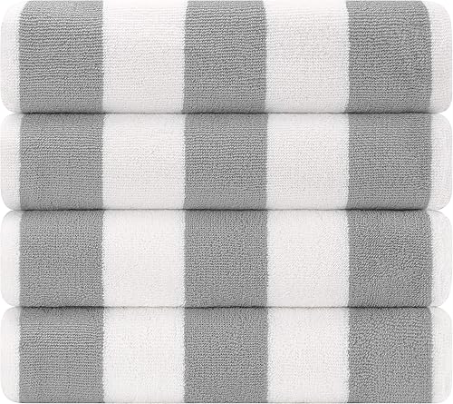 Miniatura 4 de Cotton Paradise, Cabana Stripe - Toallas de playa de 4 unidades, 100% algodón, extra grandes, toallas de natación de gran tamaño, suaves y