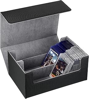 Yexiya Deck Card Storage for 72 Magnetic Card, 2 Rows Deck Trading Cards Box Holding Compatible with TCG Loader MTG Storage Boxes for Baseball Play Cards (Outer Black, Inner Gray)