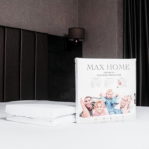 Miniatura 7 de Max Home Protector de colchón prémium 100% impermeable, tamaño individual, absorbente, algodón, cama, transpirable, con bolsillos elásticos, funda