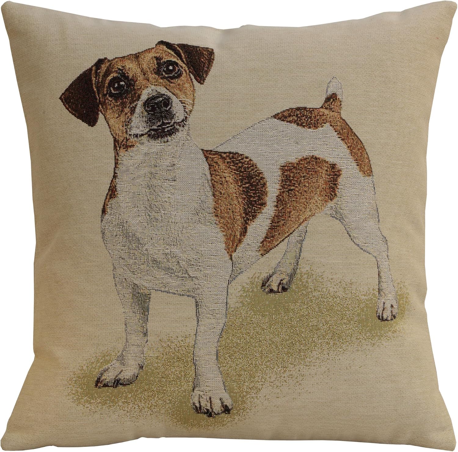 Charlotte Home Furnishings Decorative Throw Pillow Covers 18x18 in, Max The Terrier Dog Pillow Cover, Home Decor Couch Pillow Cover, Living Room Tapestry Pillow Cover, European Cotton Jacquard Woven