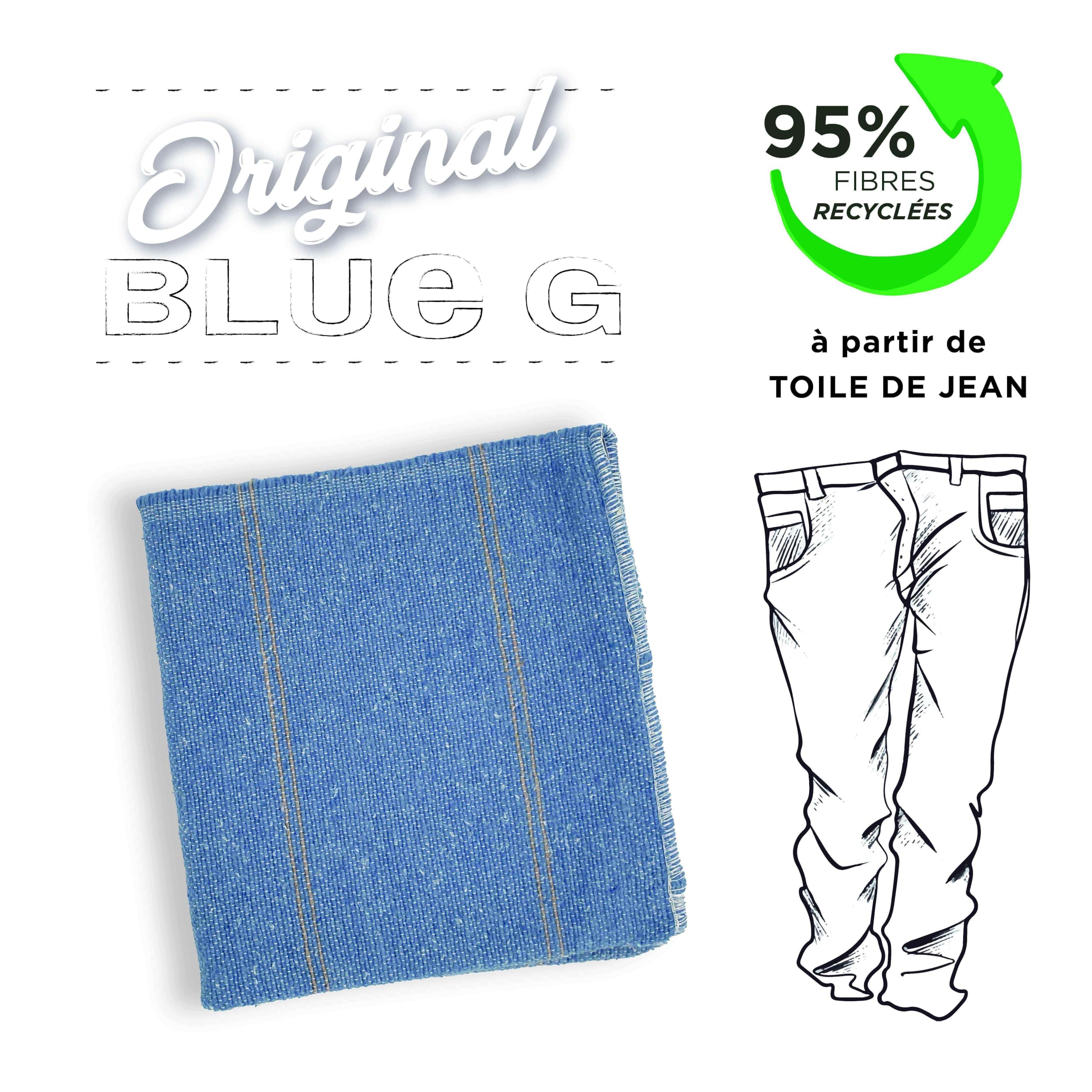 LNT France - Set di 5 panni originali Blue G, 50 x 100 cm, in tela di jeans riciclata. Multiuso, pulizia di tutti i pavimenti. Molto resistenti. Prodotto in Francia.