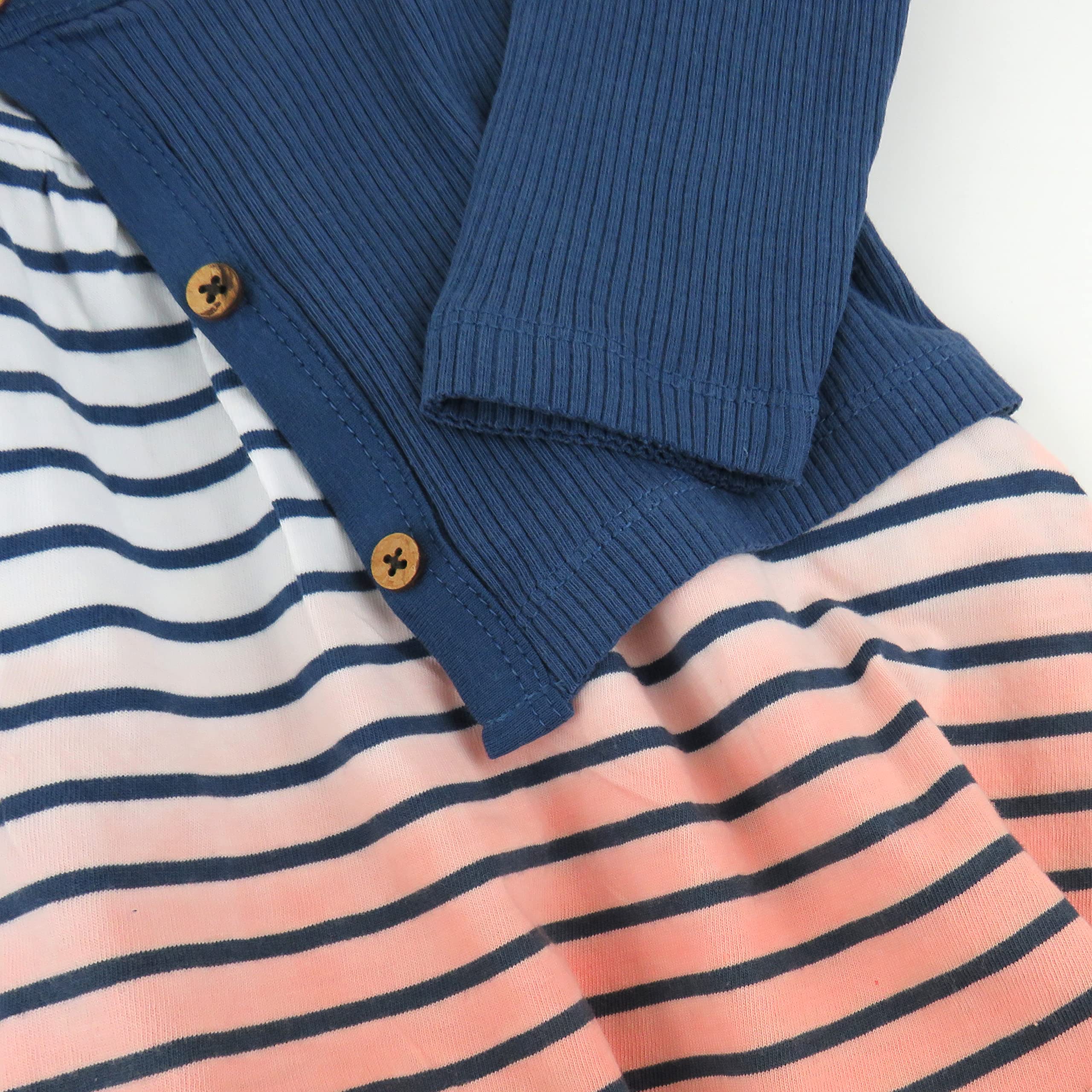 HonestBaby Conjuntos de ropa de moda de 100 % algodón orgánico para bebés, niñas pequeñas (LEGACY), tinte rosa y azul marino, 5T