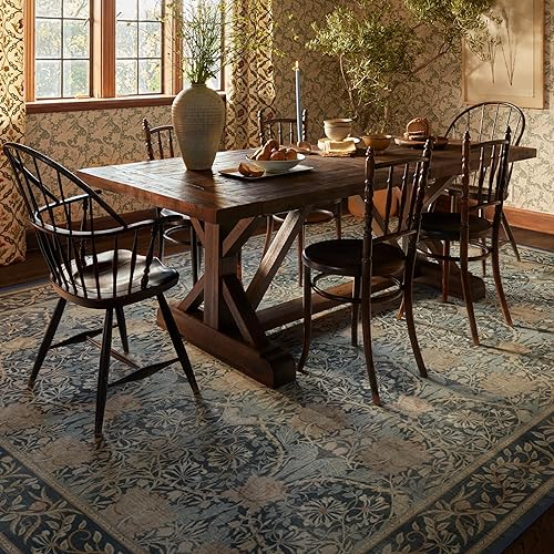 RUGGABLE x Morris & Co Alfombra lavable perfecta para sala de estar, dormitorio, cocina, antideslizante, apta para niños, resistente a las manchas y