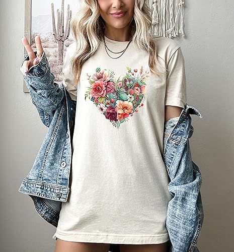 Miniatura 3 de Wildflower Floral Shirt,Flower heart shirt,Womens Flower Shirt,Boho Shirt,Botanical Tshirt,Nature Lover Shirt,Spring Shirts For Women