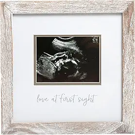 Pearhead Moldura de ultrassom Love at First Sight, lembrança de ultrassom de gênero neutro, presente de bebê para grávidas, decoração ideal para gravidez, chuveiro e berçário, inserção de foto de 10 x