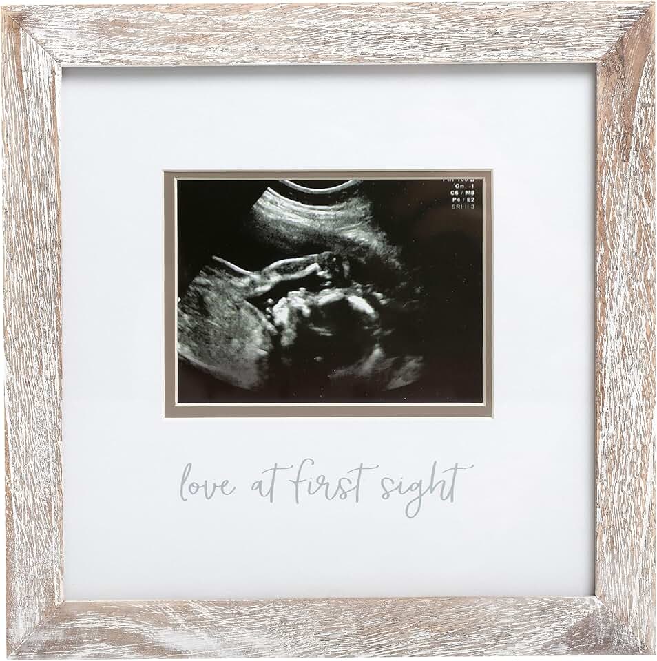 Pearhead Moldura de ultrassom Love at First Sight, lembrança de ultrassom de gênero neutro, presente de bebê para grávidas, decoração ideal para gravidez, chuveiro e berçário, inserção de foto de 10 x