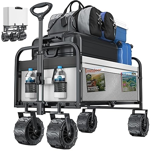 KESSER® Bollerwagen faltbar max. bis 150kg belastbar mit Breiten Vollgummi