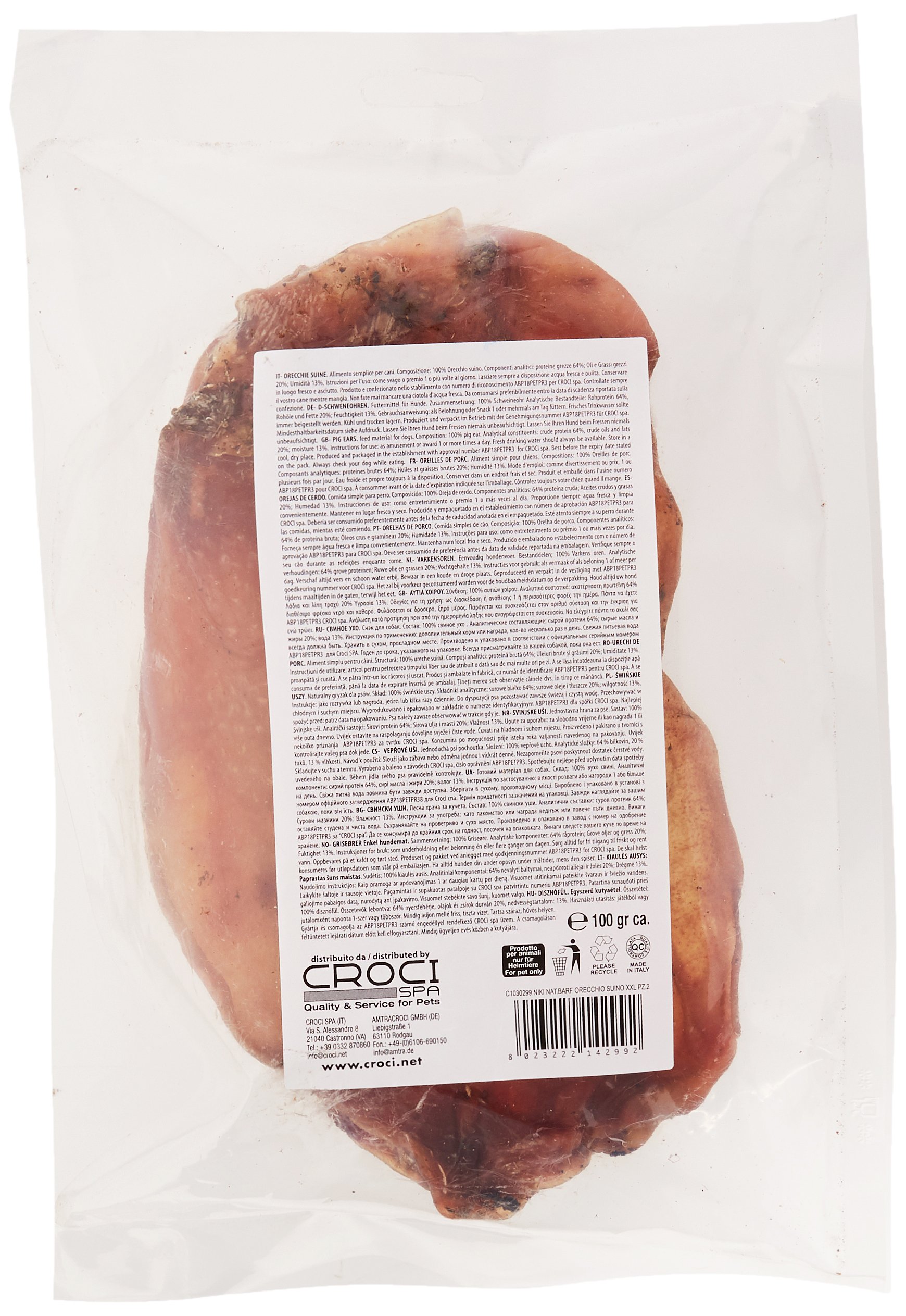 CROCI King Snack Oreilles de Porc pour Chien Taille Xxl 2 Pièces