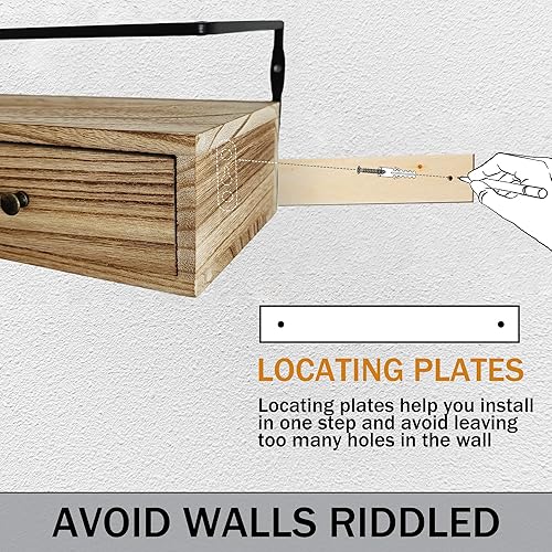 Miniatura 7 de dreampossible Estantes flotantes para almacenamiento en la pared, estante de baño montado en la pared con cajones, juego de 2, estantes de pared de