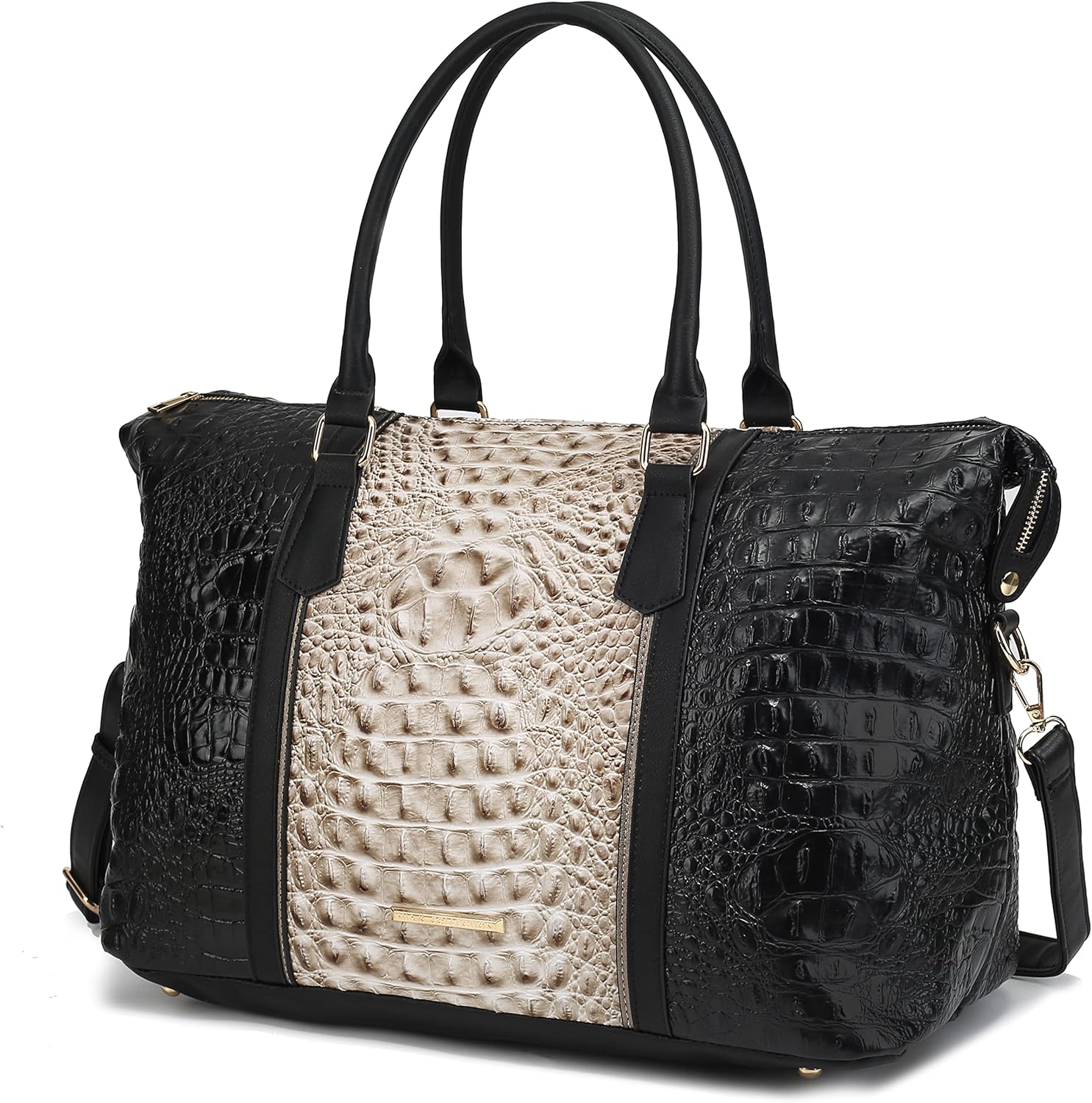 MKF CollectionTravel Duffle Bag for Women, Crocodile-Embossed Vegan Leather Large Overnight Fashion Weekender Carry on Bags