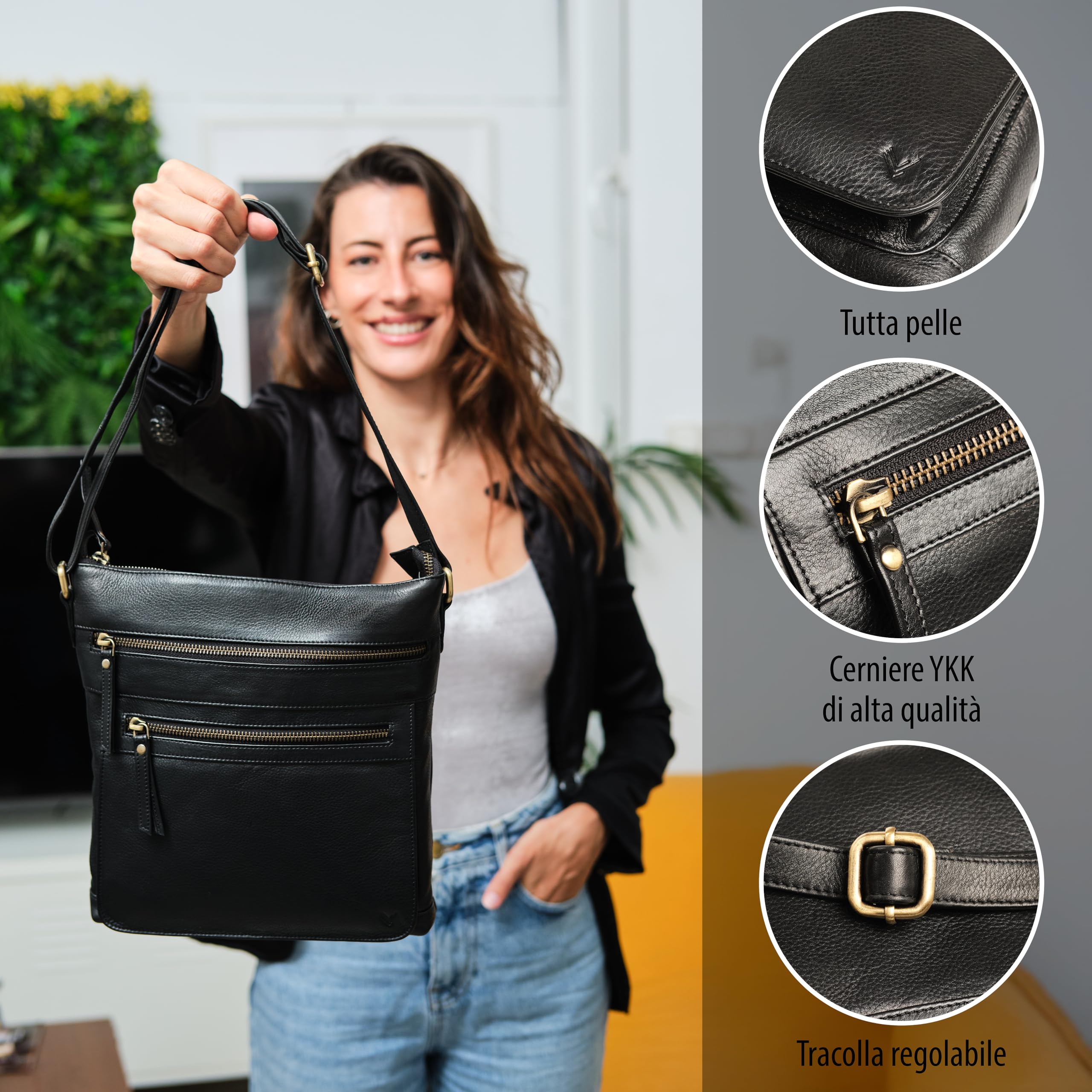 Borsa Donna Tracolla Pelle Alta Qualità - Borsa Tracolla Donna Piccola Multiple Scomparti - Borse a Tracolla Donna - Borsa Donna Firmata - Borse Donna Piccola - Tracolla per Borsa Donna Moda.