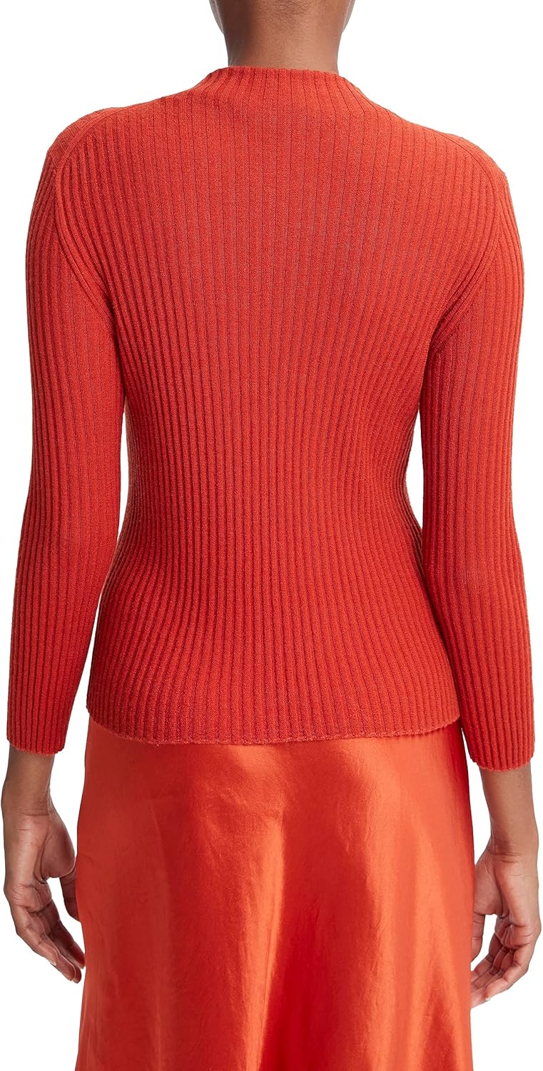 Vince Womens 3/4 Sleeve Ribbed Mock Nk - Image 3