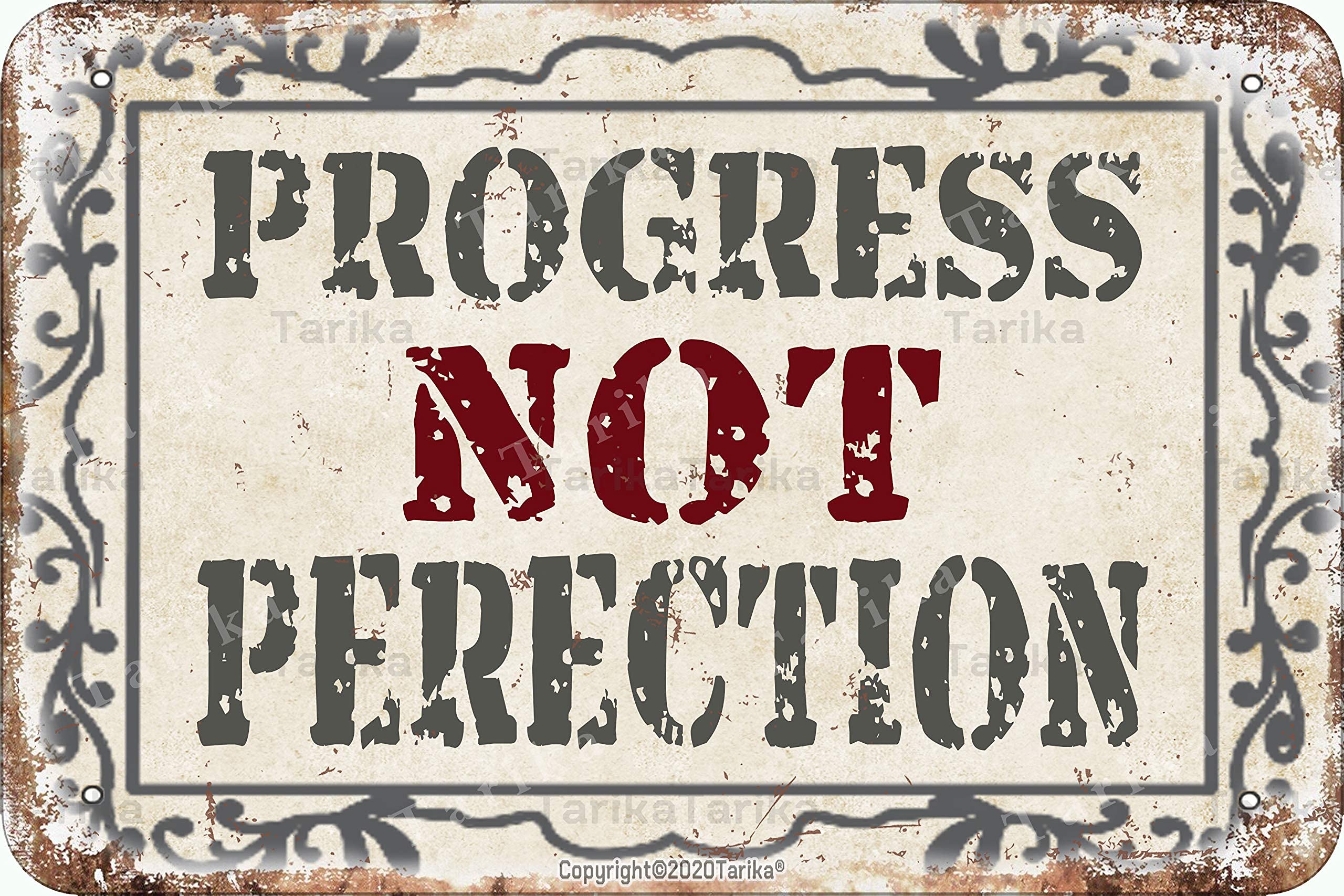 Positive Motivational Quotes Signs Progress Not Perfection Metal Posters Classroom Printing Tin Plaques Home Room Kids Bedroom Wall Decor 8x12 Inch