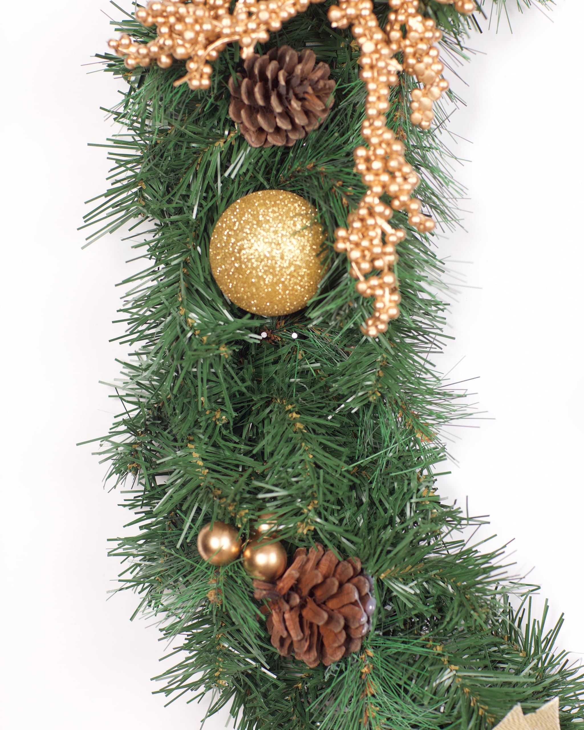 Best Artificial Kremowa złota girlanda świąteczna z ciepłymi białymi diodami LED (girlanda 30 cm)