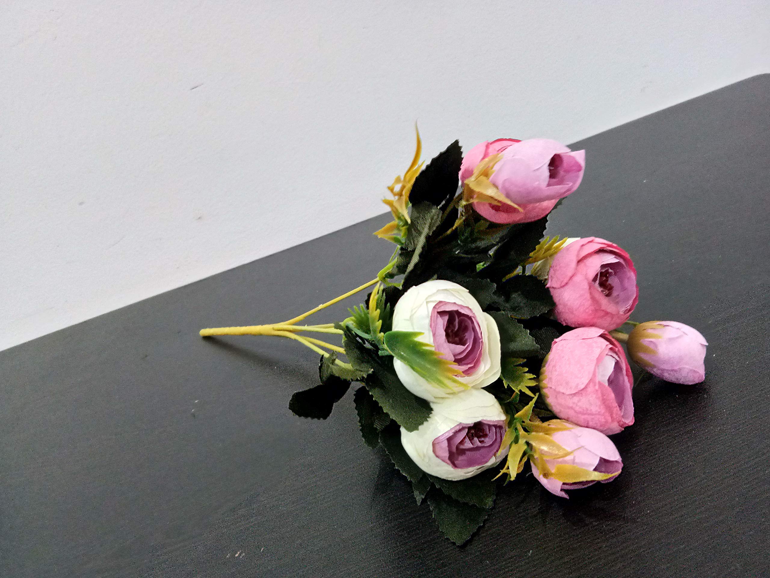 DN Enterprises Artificial Dry Bunch Purple Flower Stick (25cm Tall, 6 Heads) | Purple Peony Artificial Flowers for Home Decoration