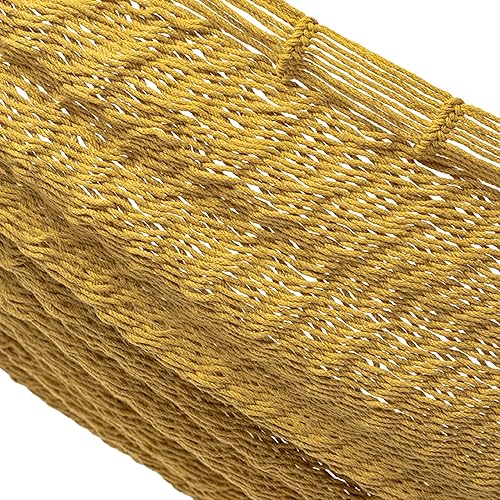 Miniatura 2 de NOVICA Hamaca Maya de algodón tejido a mano amarillo mostaza para 2 personas XL cuerda con accesorios para colgar, mostaza maya (doble)