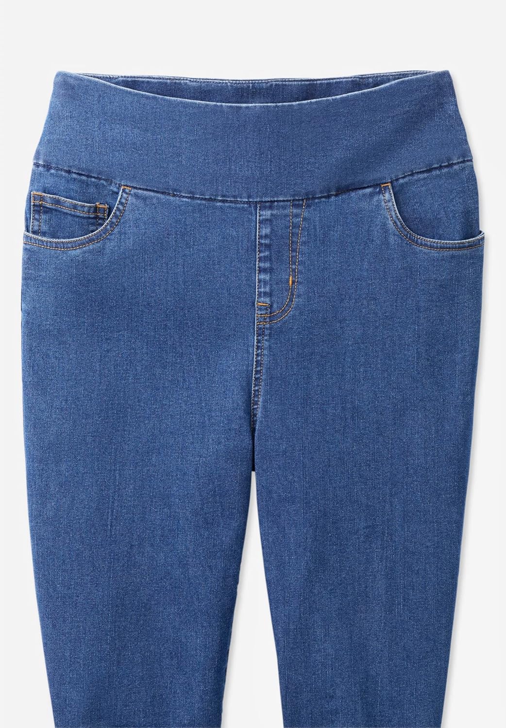 Woman Within Plus Size Pull-On Straight-Leg Gap-Free Stretch Denim Jeans - Image 5